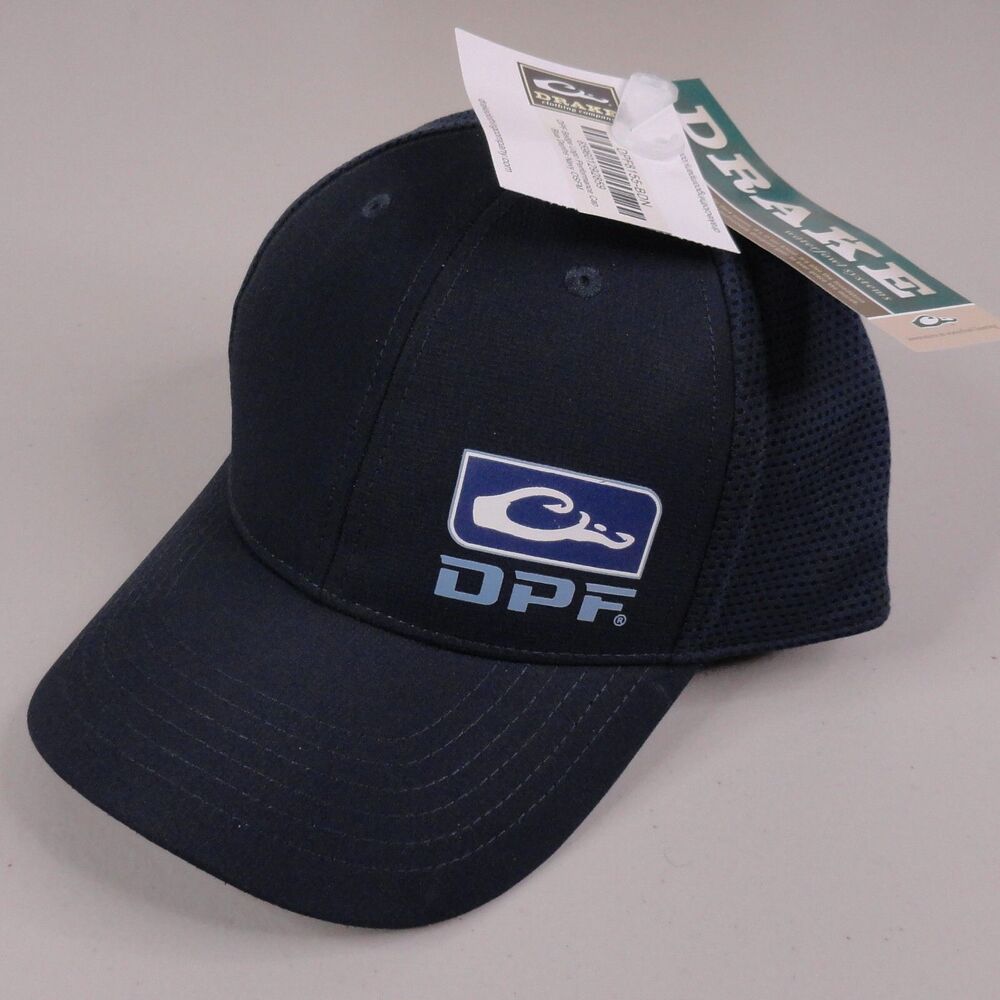 Drake Performance Fishing Hat Cap Snapback Navy Blue DPF Badge Logo Ripstop NWT